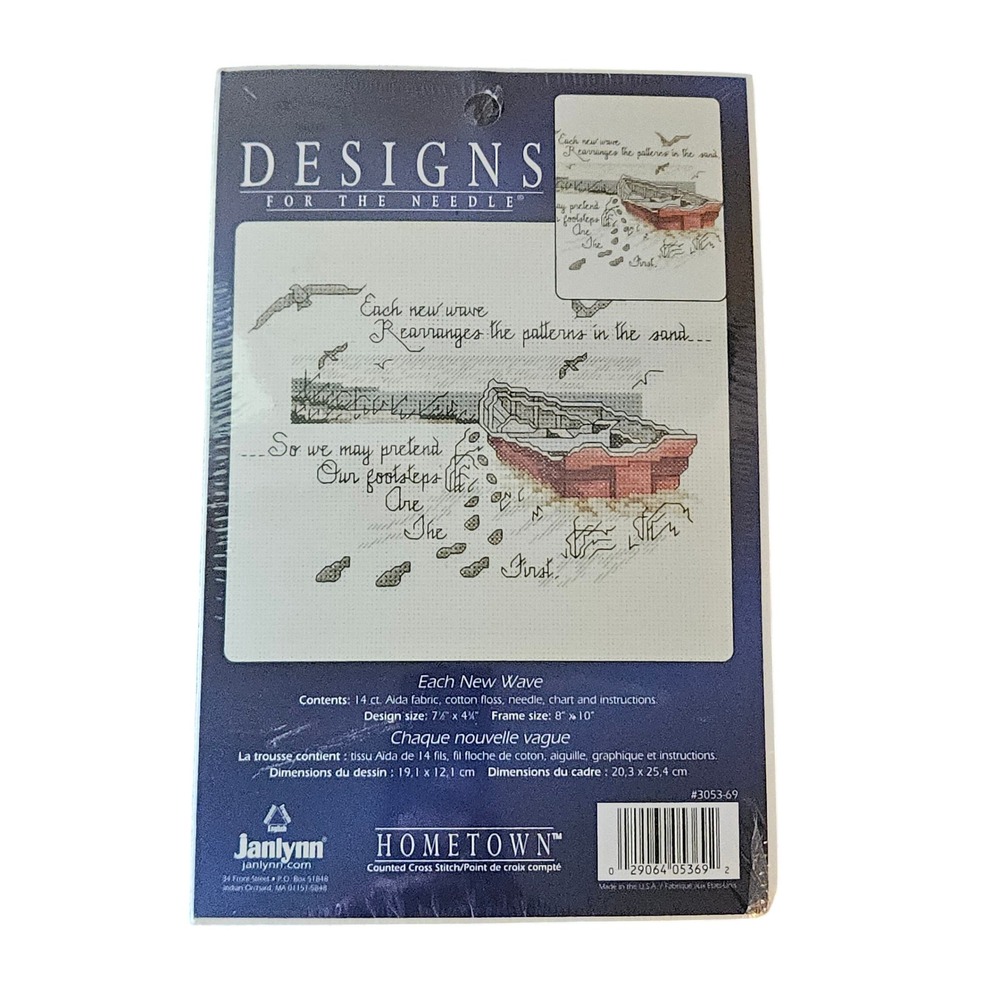Janlynn Each‎ New Wave Counted Cross Stitch Kit 3053-69 Beach Rowboat 14ct Aida